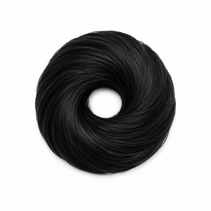 Messy Bun Scrunchie – Human Hair Bun Maker, Natural Black Instant Updo