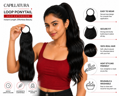Capillatura Band Ponytail Hair Extension – 100% Remy Human Hair - Washable Hair Extensions