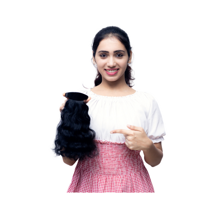 Washable and reusable clip-in ponytail extension in dark brown